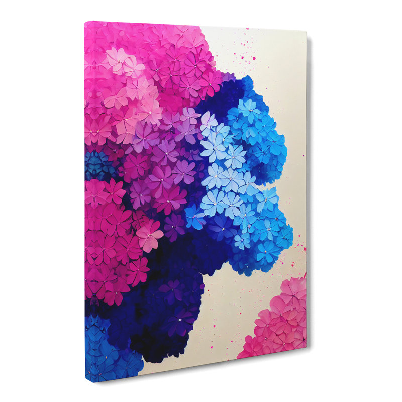 Demonte Hydrangea Flower Splatter Vol.1 - Wrapped Canvas, 60cm H x 40cm W x 3cm D