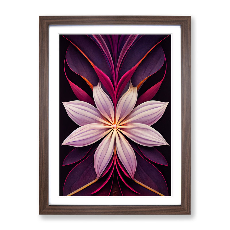 The Beaming Flower Abstract 1 Piece Single Picture Frame Wall Art, 46cm H x 34cm W x 2cm D, Walnut Framed
