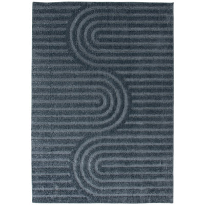 Archy Slate Blue Washable Indoor Area Rug With Non-Slip Backing