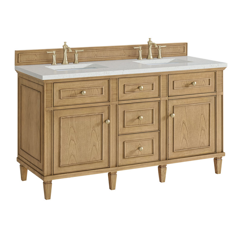 Lorelai 60'' W Double Vanity, Lime Delight Silestone, Light Natural Oak, 8" Widespread