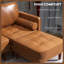 Canapé modulaire avec repose-pieds, canapé en L en similicuir, brun