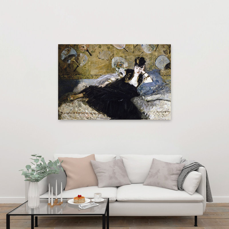 The Lady With Fans Classic Contemporary Wall Art Print by Edouard Manet - Wrapped Canvas Print, 101.6cm H x 152.4cm W