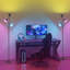 Lampe sur pied Rgb avec trois têtes de lampe avec télécommande noire