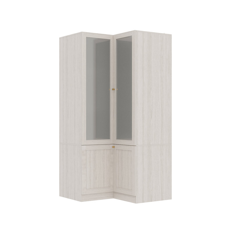 Armoire d'angle avec verre givré, rangement caché
