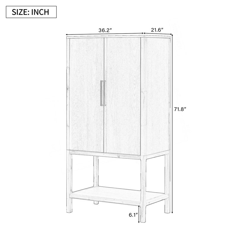 Armoire sophistiquée avec plusieurs fonctions de rangement, Naturel