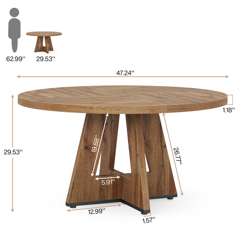 Liena 47'' Round Dining Table, Brown