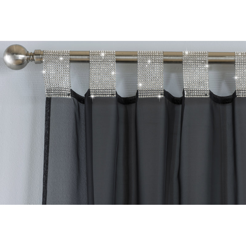 Burger Sheer Curtain Single Panel, Black, 140 W x 122 D cm