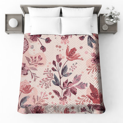 Couvre-lit matelassé à motif floral botanique toutes tailles