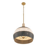 Burt 5 Light Soft Gold + Matte Black Pendant
