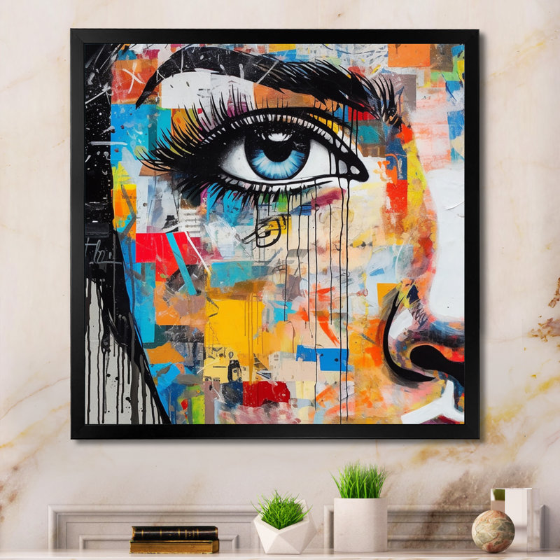 Art féminin, Portrait I - mode, art sur toile, Cadre photo noir, H 16 po x l 16 po x P 1 po