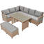 Ensemble de salle à manger de patio moderne 5 pièces, rotin durable avec tables d'appoint extensibles pour recevoir
