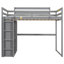 Lit mezzanine en bois avec garde-robe intégré, tablettes de rangement et éclairage à DEL, offrant un sommeil confortable et un grand espace de rangement pour les chambres modernes-317433277