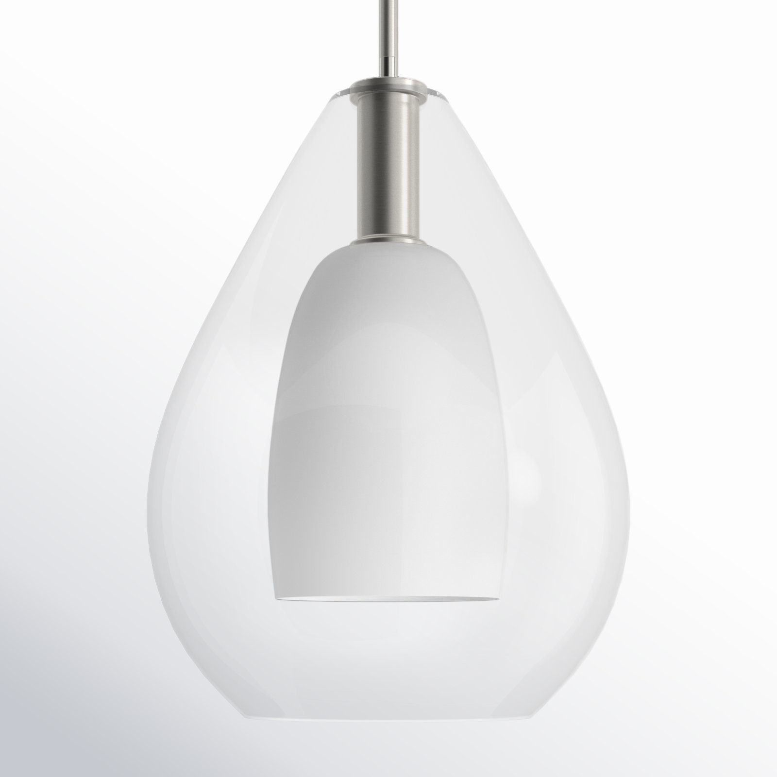 Eldine Single Light Glass Dimmable Pendant, 20.75" H x 15" W x 15" D, Brushed Nickel