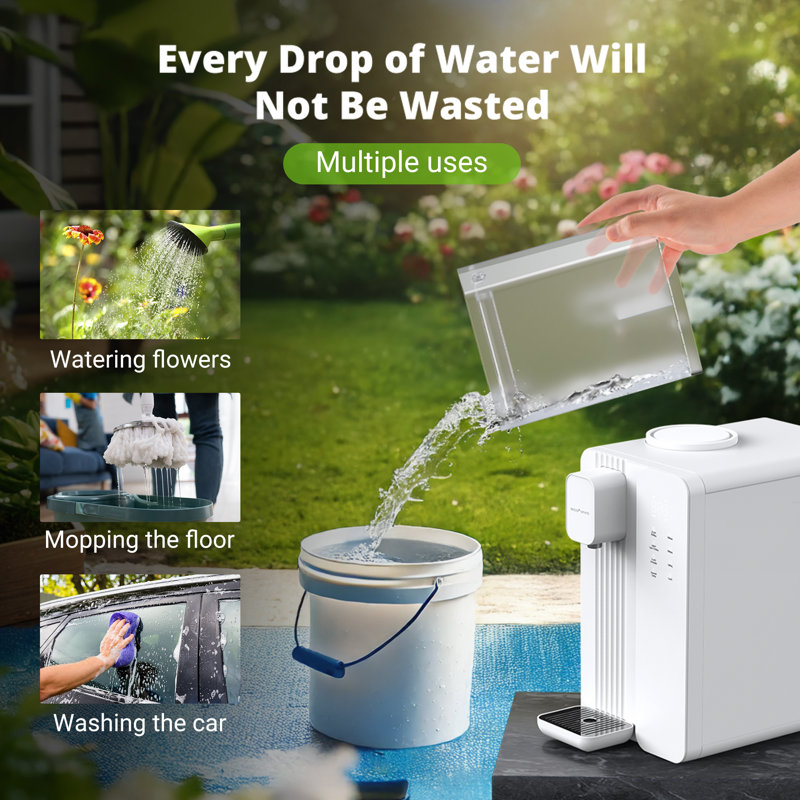 MATE4 UV Countertop Water Filter 7 Stages Instant Hot RO Water Filtration System 4 Temperature Options, 3:1 Pure to Drain, TDS & Filter Life Monitor