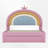 Adame Upholstered Rainbow Design Bed, Velvet Princess Platform Bed with Storage Drawer, Pink-1217959558