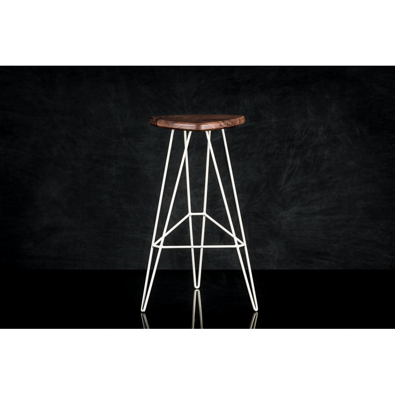 Tabouret en bois massif Madison, Blanc, Noyer américain, Tabouret de bar (assise de 30 po de hauteur)
