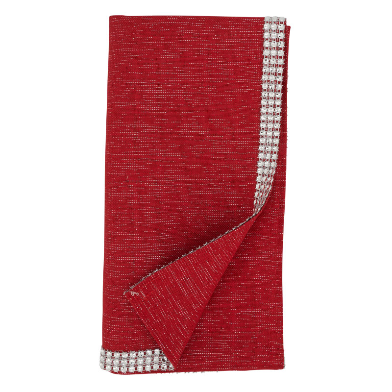 Lily Collection Polyester No Pattern Square Napkin, Red