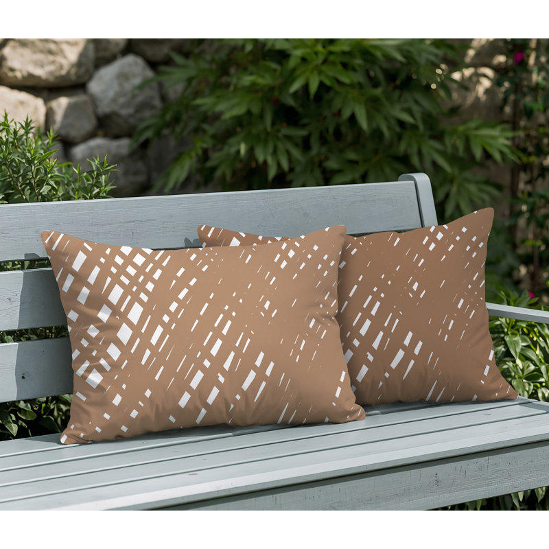 Oreiller réversible intérieur / extérieur Riju Scratches, 20 po x 14 po, Beige