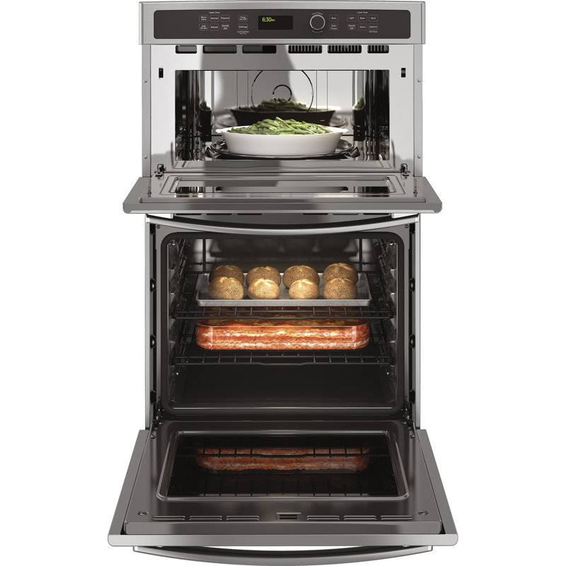 27" Self-Cleaning Electric Wall Oven with Built-In Microwave, Stainless Steel