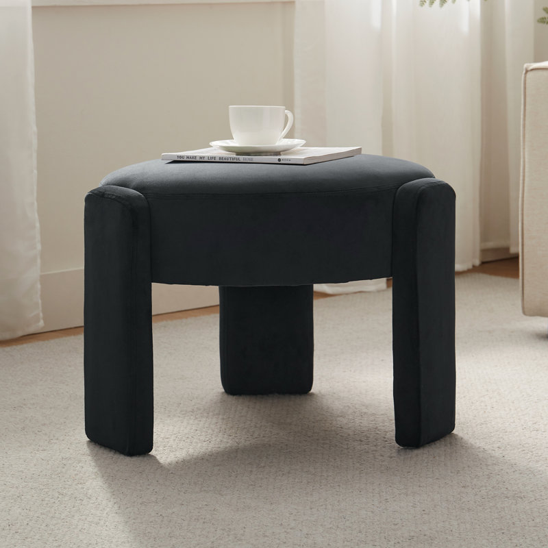 Modern Unique Design 20.5" W Velvet Upholstered Ottoman , Black Velvet