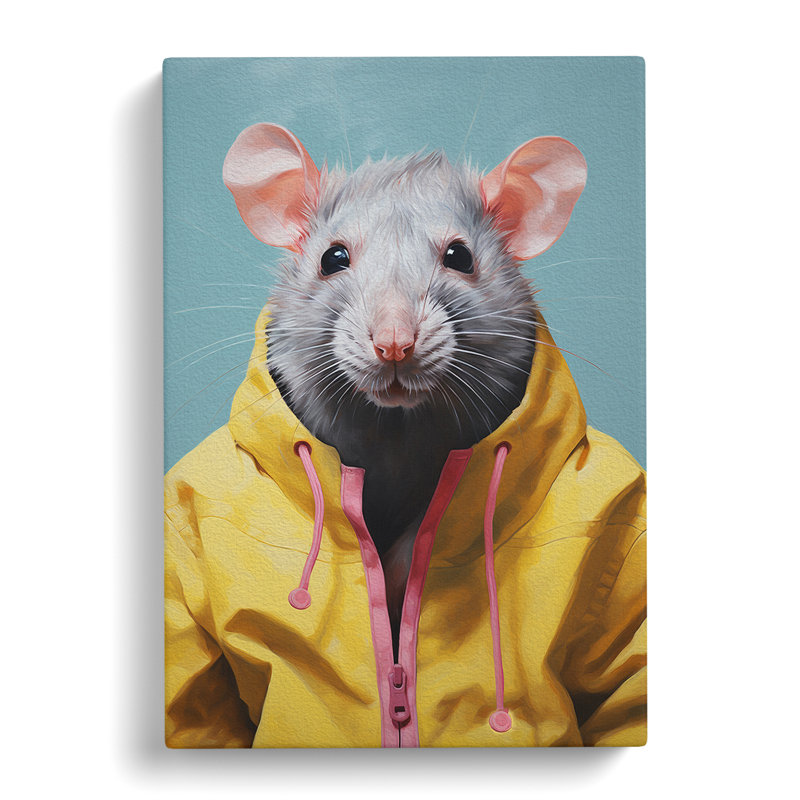 Rat Minimalism Art - Wrapped Canvas, 76cm H x 50cm W x 3cm D