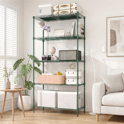 5-Tier Storage Rack, Metal, With Adjustable Shelf Spacing, Navy Blue