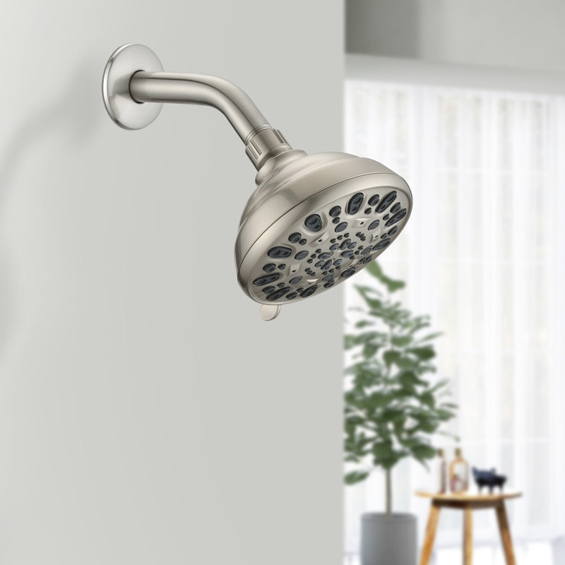 6-Setting High Shower Head In Brushed Nickel - 4.72", Clog, 1.8 Gpm Flow, Convenient Setup 4.72" 6 Modes, Gpm, Quick Install