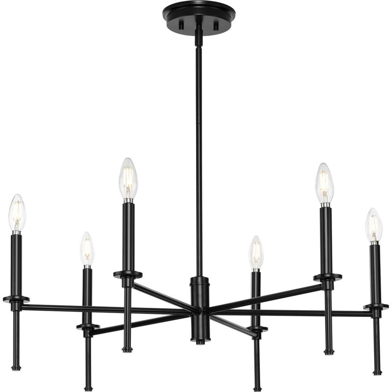 Nouveau lustre traditionnel à six lumières Towles, Noir mat