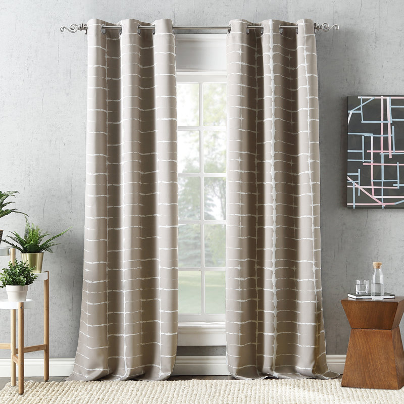 Saki Print Blackout Grommet Curtain Panel, Stone, 40" W x 95" L