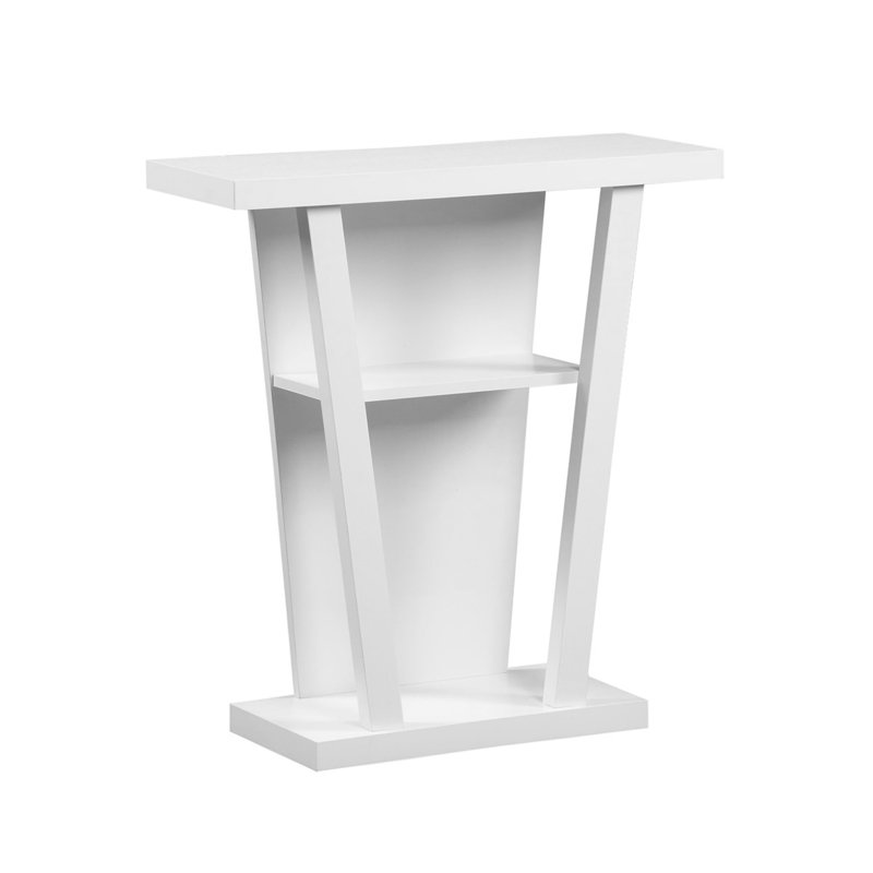 Corvin Accent Table, Console, Entryway, Narrow, Sofa, Living Room, Bedroom, Laminate, White, Contemporary, White
