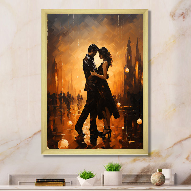 «Dance Tango Couple Harmony I» sur toile, Encadrement doré, H 20 po x l 12 po x P 1 po