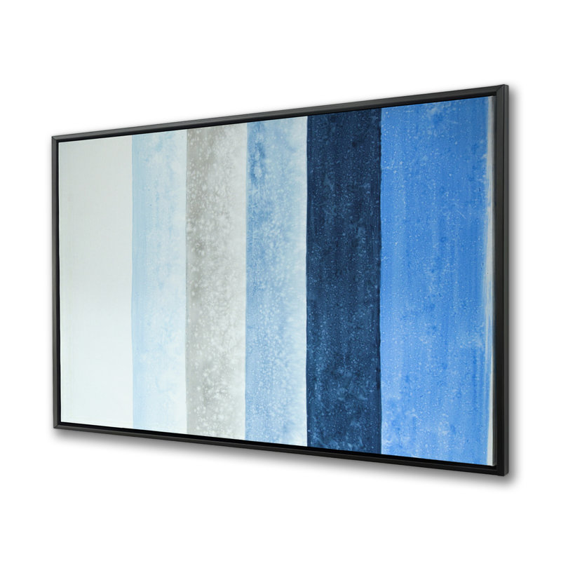 Blue Stripes - Classic Blue Framed Canvas Home Decor