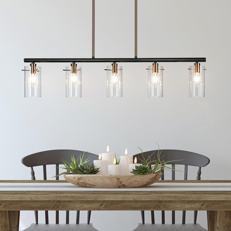 Froney 5-Light Dimmable Linear Kitchen Island Pendant, Cylinder