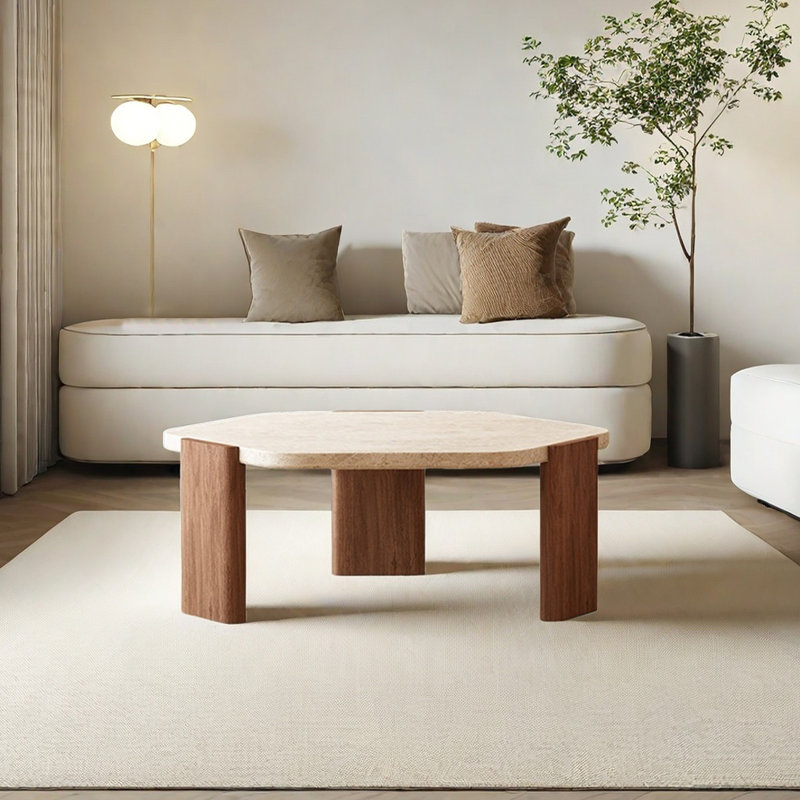 Table basse en bois de teck de style rétro français, H 15,75 po x L 47,24 po x l 47,24 po