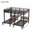 Queen Over Twin Over Twin Metal Bunk Bed ,Triple Metal Bunk Bed With Storage Shelves And Storage Stairs,Black-1294143456