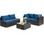 Ensemble de conversation en osier / rotin pour 4 personnes avec coussins