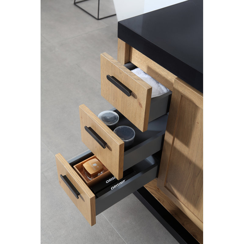 Winchester 48” W Single Vanity, Pecan Oak, Black