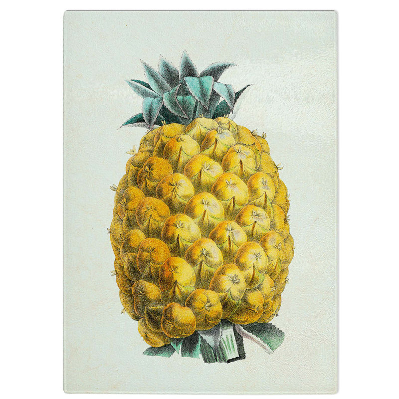 Glass Illustration of A Pineapple Chopping Board, 39 cm W x 28.5 cm L
