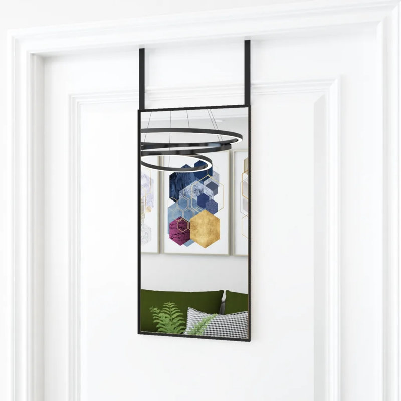 Jerl Metal;Glass Flat Wall Mirror, 60cm H x 30cm W, Black