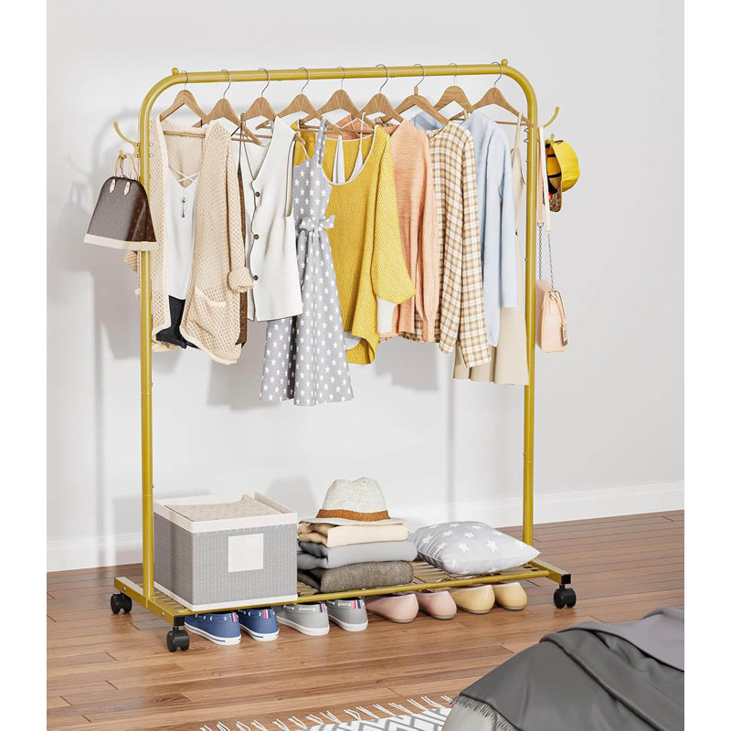 Metal Freestanding 2 - Hook Coat Rack, Gold