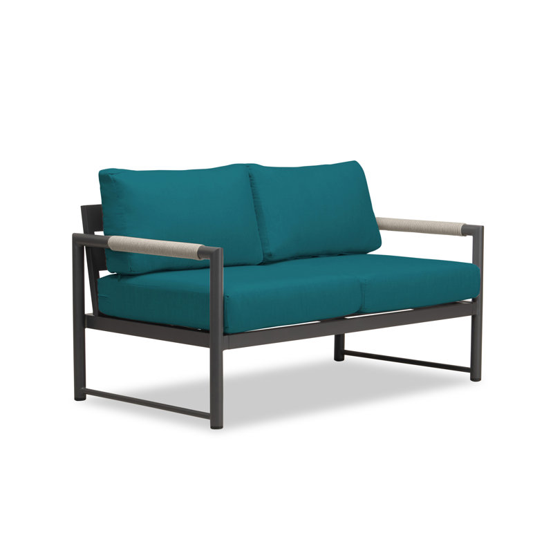 Alto Outdoor 2 - Seat Loveseat, Slate Gray, Spectrum Peacock Sunbrella® Plainweave
