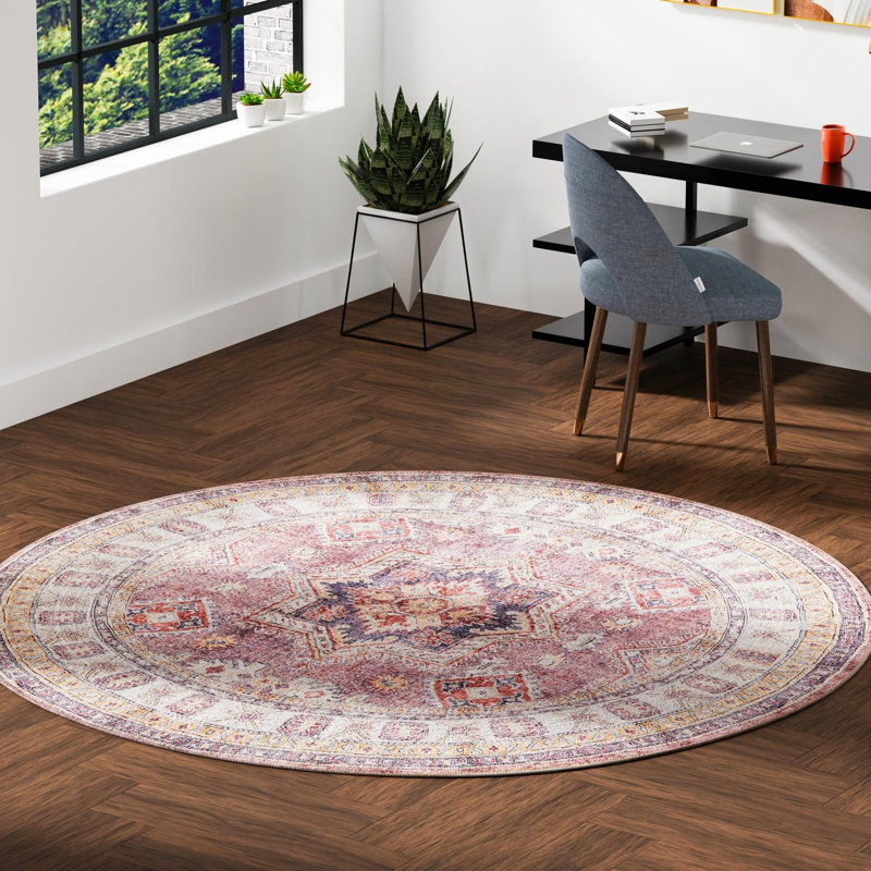 Bungalow Rose Ruth Timeless Rug, Rond 7 pi 10 po x 7 pi 10 po