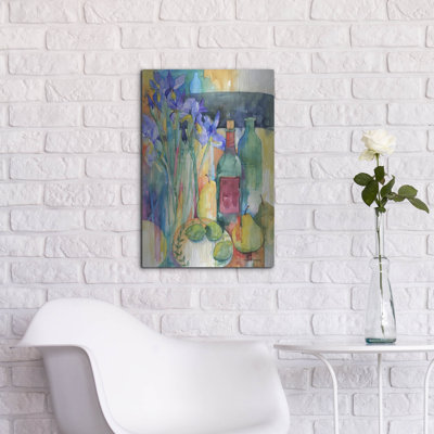 Table Scape With Irises »par Annelein Beukenkamp, art mural en métal, 16 po x 24 po
