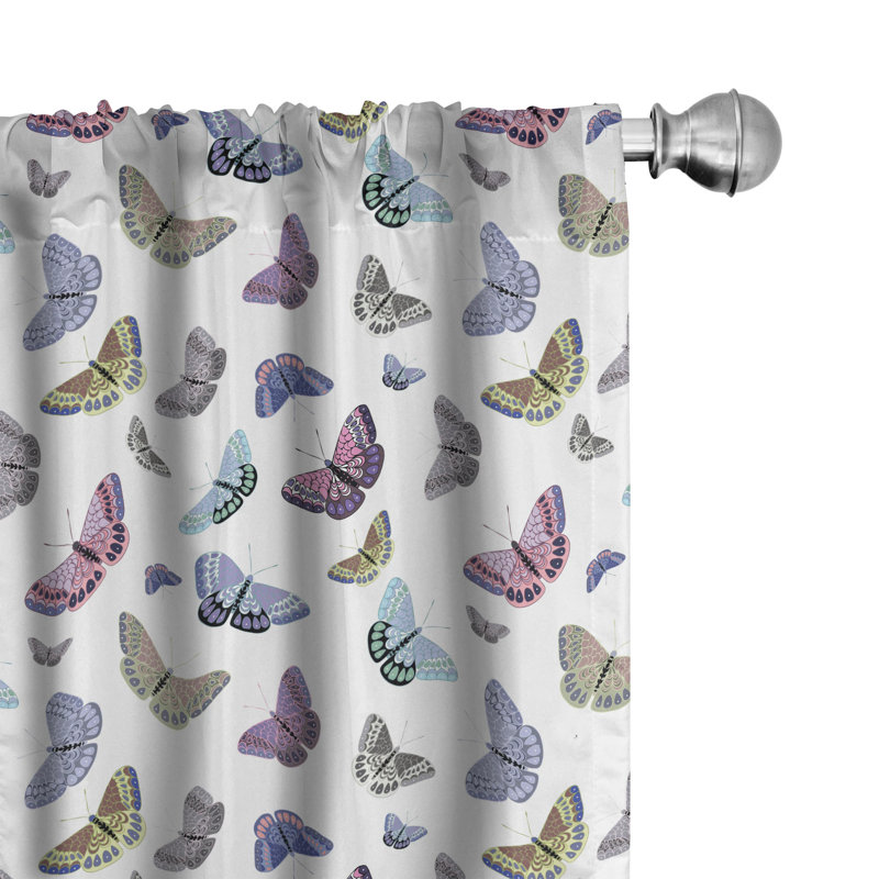 Butterfly Semi-Sheer Rod Pocket Curtain Panels, 28" x 84"