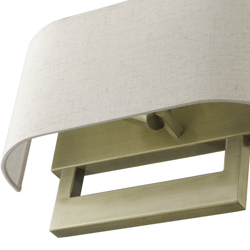 Applique murale en acier Rakhee, Laiton antique, Beige, H 9,5 po x l 15 po x P 3,95 po