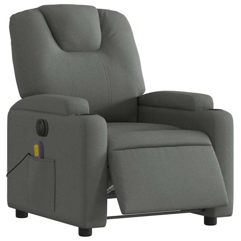 Fauteuil inclinable électrique de massage en tissu gris foncé