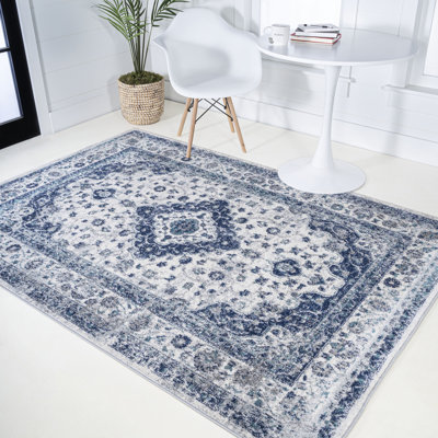 Yenovk Ornate Medallion Persian Blue/Gray Rug