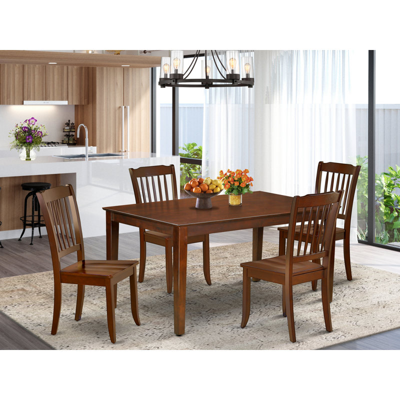 5 Piece Modern Dining Table Set Includes a Rectangle Wooden Table and 4 Kitchen Dining Chairs, 36x60 Inch, Mahogany, Mahogany