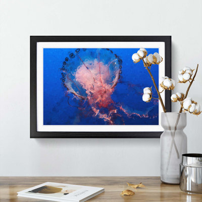 Jellyfish in Pink & Blue in Abstract - Picture Frame Graphic Art Print