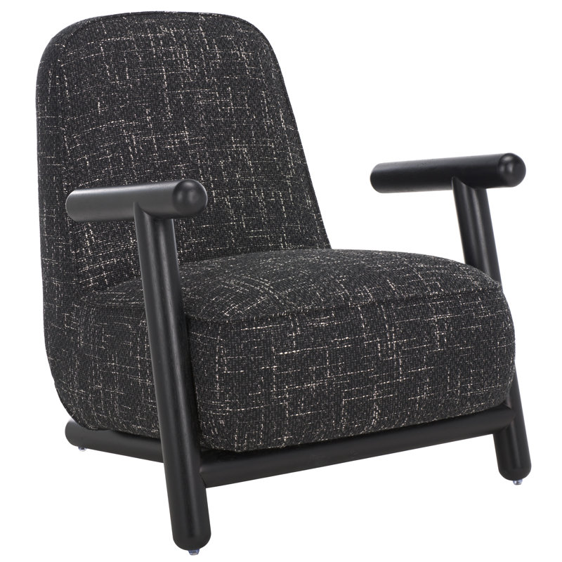 Fauteuil de 28,7 po de largeur Leisel, Polyester noir / blanc